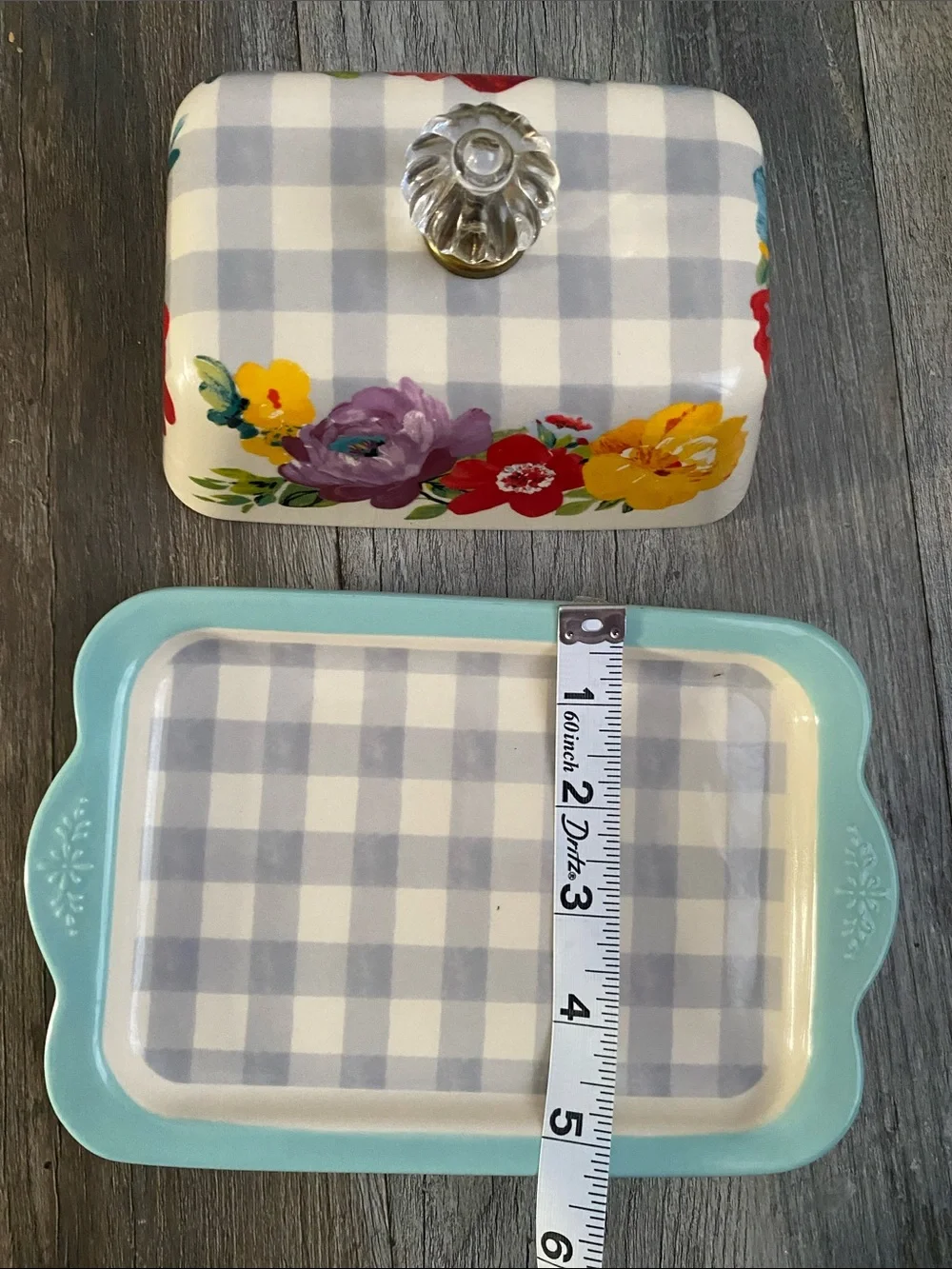 The Pioneer Women Sweet Romance Double Butter Dish Ceramic.